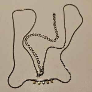 25" Silvertone Snake Chain W/ AB Bright Rhinestones Necklace